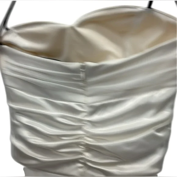 David Bridal DB STUDIO sheer matte ivory wedding event v-neck dress gown sz M - Picture 5 of 8